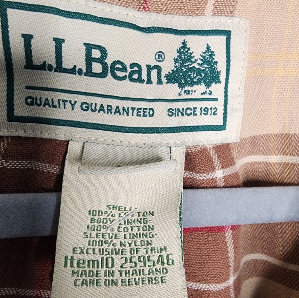L.L. Bean Olive Utility Jacket with Tan Corduroy Collar - Picture 5 of 6